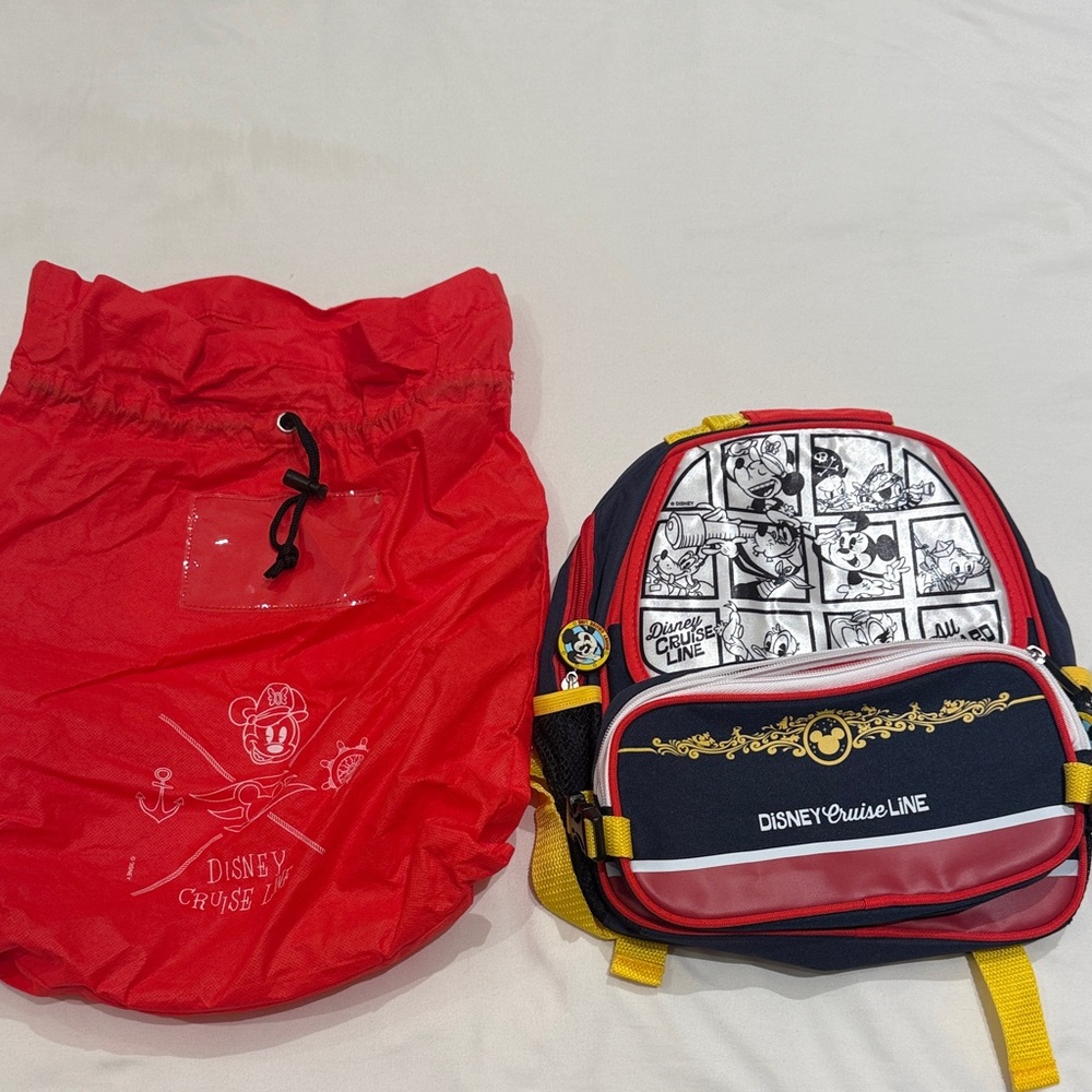 Disney Cruise Line Red and Yellow Kids Backpack